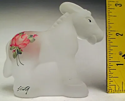 Vintage Mosser Glass Hand Painted Roses On Donkey #150 Crystal Satin Made 1990's • $19.99