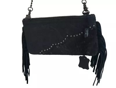 Montana West Leather Small Purse Wallet Hair On Leather Tassels & Chain NEW • $28