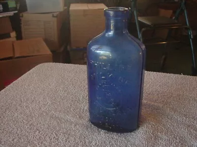 Vintage 7” Cobalt Blue Glass Milk Of Magnesia Bottle Patent Aug 21 1906 • $8