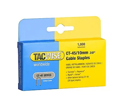 TACWISE CT45 10mm WHITE CABLE TACKER STAPLES 1000 PER BOX FITS CABLE TACKERS • £6.50