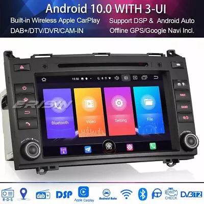 8  CarPlay DAB+Android 10 Car Stereo SatNav For Mercedes A/B Class Viano Crafter • £173.99