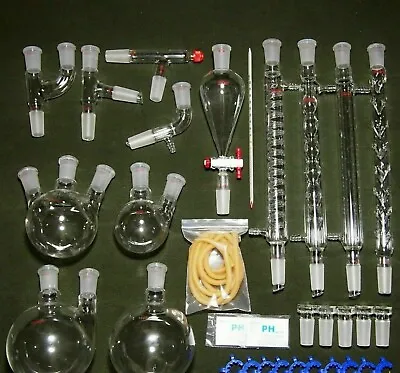 Chemistry Full Kit Complete Set 33 Pcs. Laboratory Glassware SIZE 24/40 • $273.03