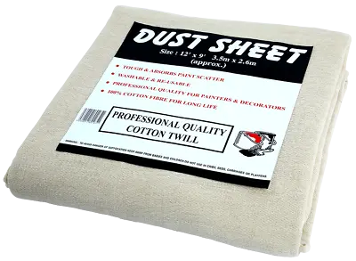 Cotton Twill Dust Sheets Various Sizes DIY Builder Decorating Cover Painters  • £15.99