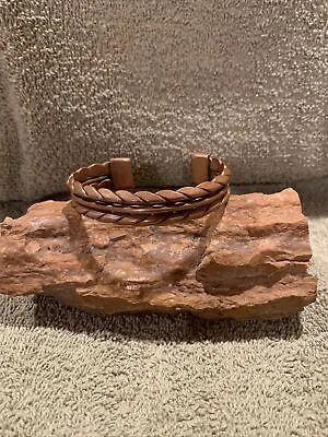 VINTAGE COPPER CUFF BRACELET WIDE SOLID BRAID DESIGN- MEN Or WOMEN • $30