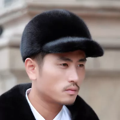 Men's Real Mink Fur Hat Whole Pelt Fur Peaked Cap Headgear Baseball Cap Top Hat • $75