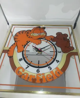 Garfield Vintage Mirror Wall Clock Pookie Size 12.9in × 12.9in From Japan Used • $283.91