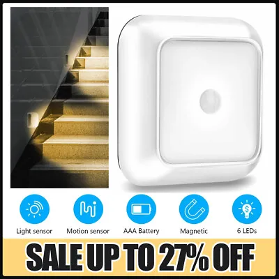 Wireless PIR Motion Sensor Lights 6LED Night Light Battery Cabinet Stair Lamp UK • £5.04