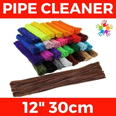 Chenille Craft Stems Pipe Cleaners 12  30cm 10 25 50 100 200 500pk - Free Post • £12.49