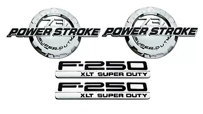 4x 7.3L Power Stroke F250 XLT SuperDuty Emblems Door Fender Badge Chrome • $59.99