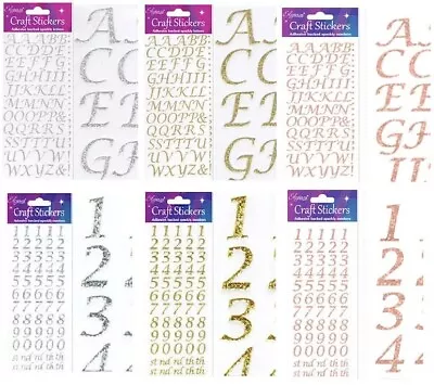 15mm Glitter Script Letters Or Numbers - Alphabet Gold Silver Copper/Bronze • $2.95