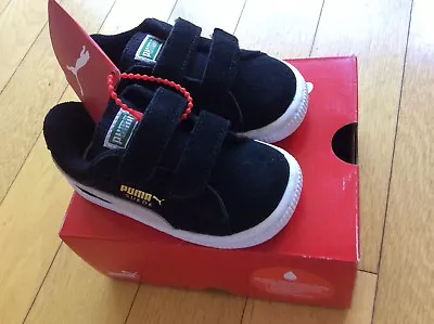 NEW PUMA Suede 2 Straps Toddler  Black White Shoes Size 8 One Pair$25 • £15.77