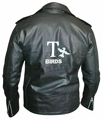 T-Birds Gang Grease 2 Motorcycle Men's John Travolta Real Leather Biker Jacket • £110.12