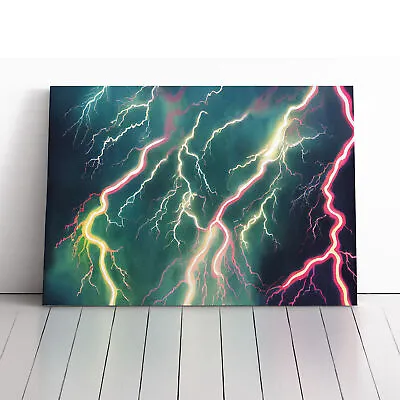 Evolving Lightning Bolt Canvas Wall Art Print Framed Picture Decor Living Room • £29.95