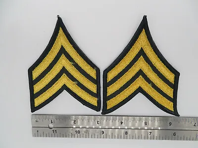 New Military Sew On Patch Us Army Cloth Set Of 2 Lrg Rank Sergeant E-5 • $5.50