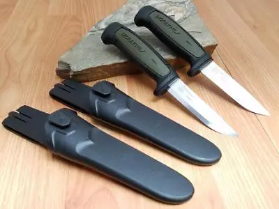 2 Pc Lot Mora Morakniv Basic 511 Carbon Steel Green & Black Camp Knife 02210 • $21.84