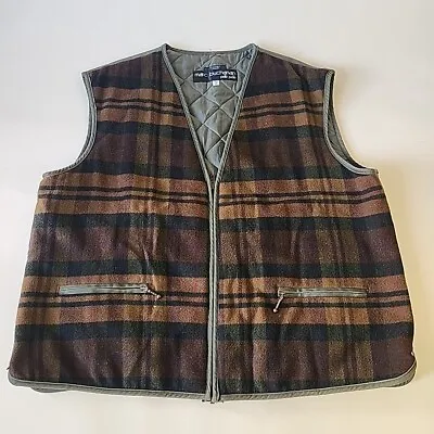 RARE Vintage Men's Marc Buchanan  XL Hunting Vest Wool Quilted Plaid Pelle Pelle • $79.99