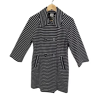 CAbi Maritime Trench Jacket Size Medium Striped Navy White 5151 • $31.96