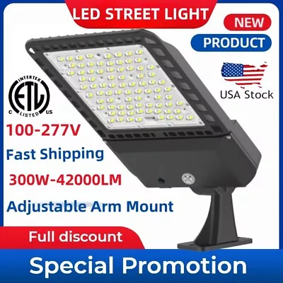 LED Parking Lot Light 300W LED Shoebox Area Light Street Pole Fixture 5000K IP65 • $143.34