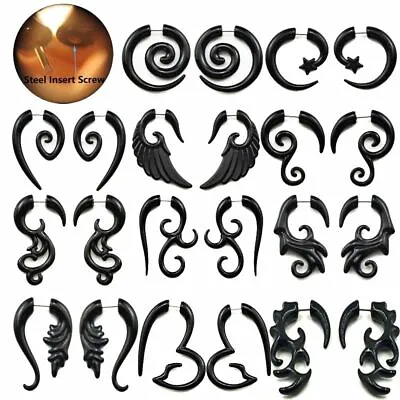 Acrylic Fake Cheater Stretcher Flesh Earrings Acrylic Spiral Ear Taper Expanders • $12.38