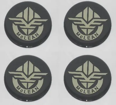 4 - BLACK 2.50  63.5mm DIA McLEAN WIRE WHEEL RIM CENTER CAP ROUND STICKER LOGO • $14.75