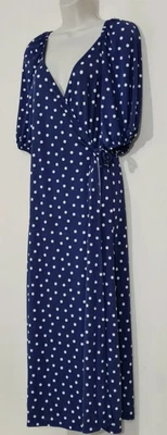 £13.99 • Buy NEXT Navy Polka Dot Print Midi Wrap Dress Size 6 RRP£30 Party Holiday Maternity
