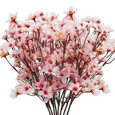 8Pcs Artificial Cherry Blossom Flowers Silk Cherry Blossom Branches Fake Plum... • $42.33