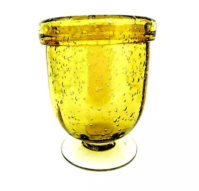 Vintage Amber Hand Blown Bubble Glass Hurricane Candle Holder ~ 6  Tall ~ XLNT • $15