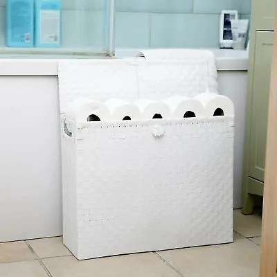 £14.99 • Buy White Toilet Roll Holder Bathroom Storage Box With Insert Handle