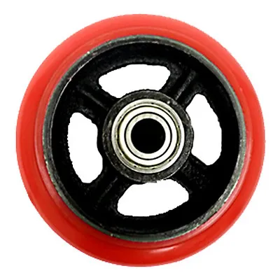 6  X 2  Polyurethane On Steel Core Wheel (RED) With Bearing - 1 EA • $24.87