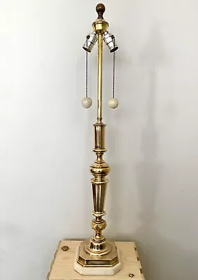 Brass Double Socket Vintage MCM Table Lamp - 35” Marble Base • $45