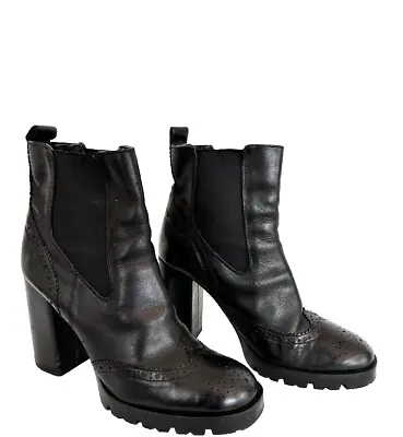 ZARA WOMAN Size 39 US 8 Black Chelsea Ankle Boots High 4  Heels • $39.99