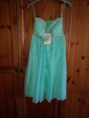 £15 • Buy Eva & Lola Green Embellished Pleated Swing Dress - Size M  RECENTLY REDUCED 