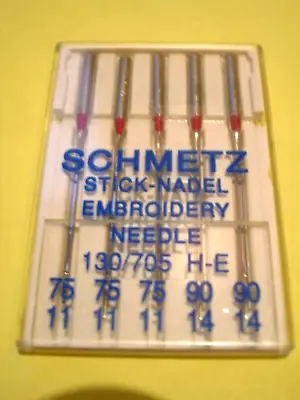 Schmetz Mixed Embroidery Sewing Machine Needles Fits Bernina/pfaff/elna/janome + • £3.45
