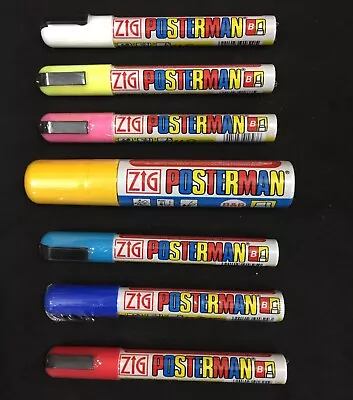 ZIG Posterman Semi Permanent Colour Poster Marker Waterproof Pens 15mm & 6mm Tip • £4.75