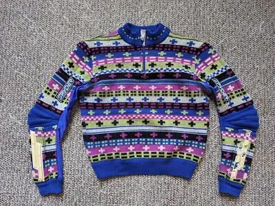 Vintage 1990s Ski Sweater SYPDER Padded M Racing WOOL Indian Print • $129.95