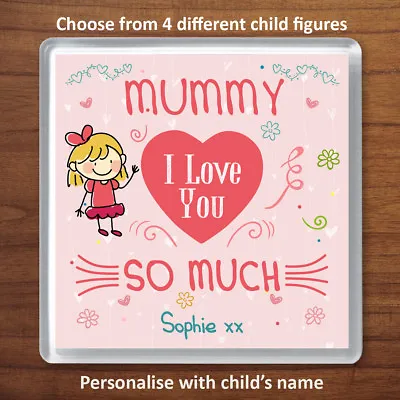 Personalised Mothers Day Gift Mummy I Love You Coaster Gift From 1 Child For Mum • £3.99