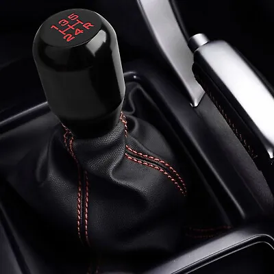 $13.99 • Buy Red Stitch Leather Manual Shift Boot+R-T Black 5-Speed Shifter Knob For Honda