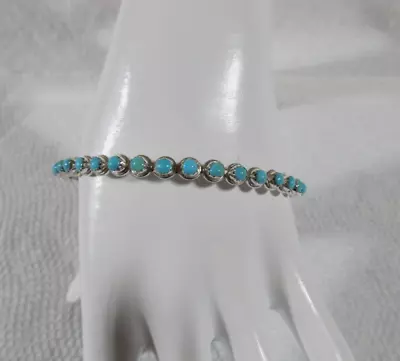 Beautiful Vintage Carol Allapawa Zuni Sterling Silver And Turquoise Bracelet • $118.75