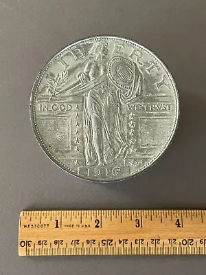 Vintage 1916 Liberty Half Dollar Coin Metal Coin Bank • $14.97