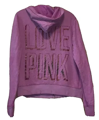Pink Victorias Secret Love Pink Hoodie Full Zip Purple Size Medium Guc E249 • $9
