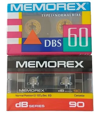 2 Memorex Cassette DBS Normal Bias Type 1  (1-60M & 1-90M) Factory Sealed NEW • $4.97
