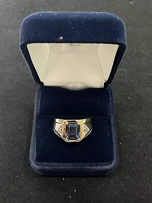 The Danbury Mint Gold Tone Blue Topaz & Diamond Ring Size 9 • $59