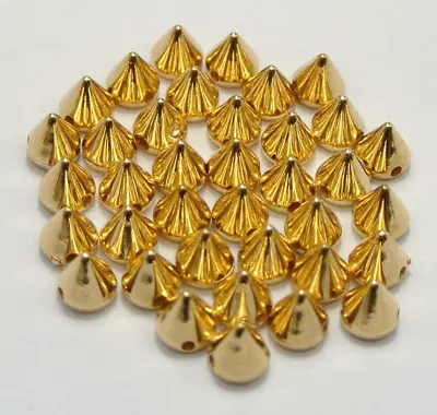 200 Golden Metallic Rock Punk Spike Rivet Acrylic Taper Stud Beads 6X6mm • $3.23
