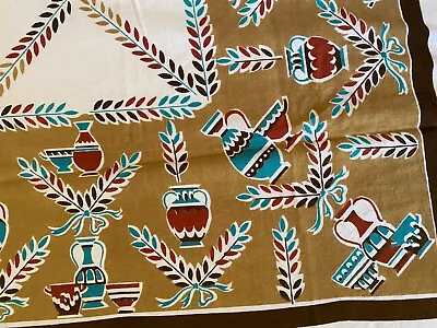 Cloth Tablecloth Mexican Brown & Turquise 46  X 46   • $19.99