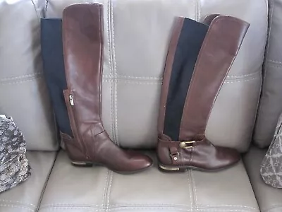 Vince Camuto Wide Calf Leather Riding Boots Brown Walnut 10m (new) • $55
