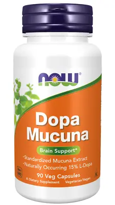 NOW FOODS DOPA Mucuna 920mg - 90 Veg Caps Non GMO USA Kosher Best By: 5/2026 • $11