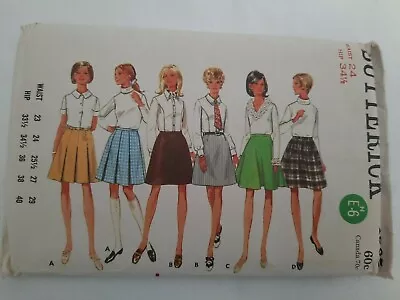 VTG 1960's Butterick Pattern 4965 Groovy Skirt 4 Versions Waist 24  Hip 34.5  UC • $8.95