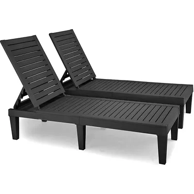 2 Set Patio Lounge Chair Outdoor Chaise Adjustable Beach Reclining Positio US • $138.58