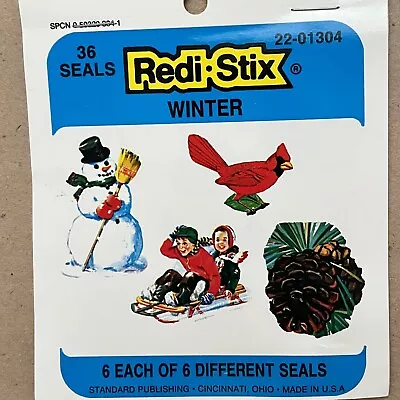 Vintage Christmas Seals Stickers Holiday Winter Theme Snowman Pinecone Sledding • $7.99