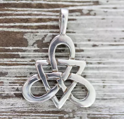 Vintage Celtic Knot Ireland Sterling Silver Pendant 925 Retro Small Layer Pretty • $22.40